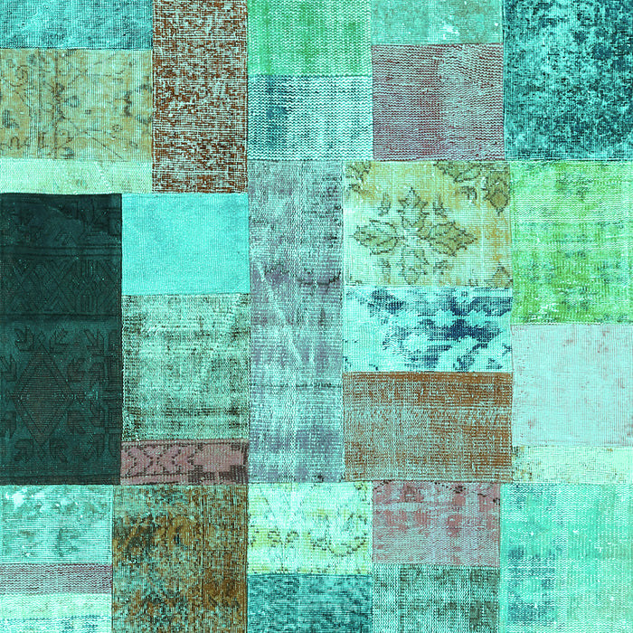 Patchwork Turquoise Transitional Rug, con373turq