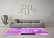 Machine Washable Patchwork Purple Transitional Area Rugs in a Living Room, wshcon373pur