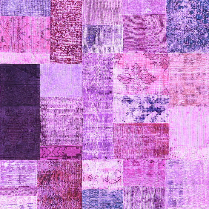 Machine Washable Patchwork Purple Transitional Area Rugs, wshcon373pur