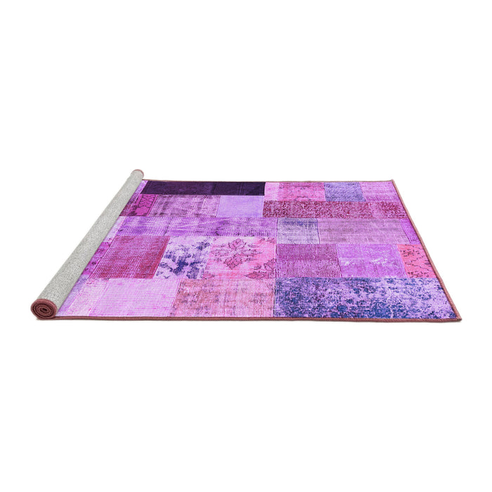 Sideview of Machine Washable Patchwork Purple Transitional Area Rugs, wshcon373pur
