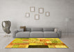 Machine Washable Patchwork Yellow Transitional Rug in a Living Room, wshcon373yw