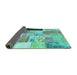 Sideview of Patchwork Turquoise Transitional Rug, con373turq