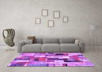 Machine Washable Patchwork Purple Transitional Rug, wshcon374pur
