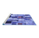 Sideview of Machine Washable Patchwork Blue Transitional Rug, wshcon374blu