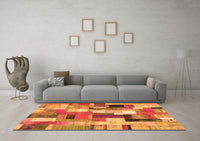 Machine Washable Patchwork Orange Transitional Rug, wshcon374org