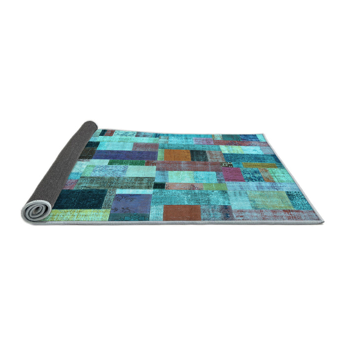 Sideview of Patchwork Light Blue Transitional Rug, con374lblu