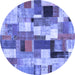 Round Patchwork Blue Transitional Rug, con374blu