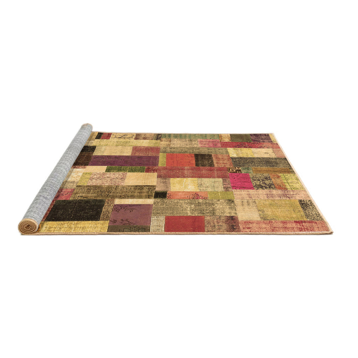 Sideview of Machine Washable Patchwork Brown Transitional Rug, wshcon374brn