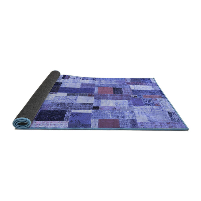 Sideview of Patchwork Blue Transitional Rug, con374blu