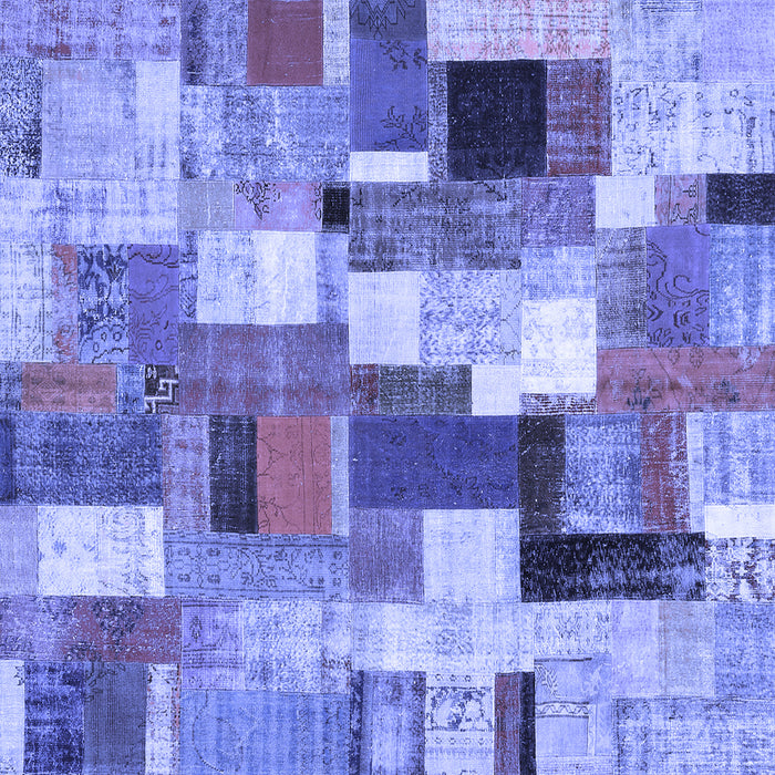 Square Patchwork Blue Transitional Rug, con374blu