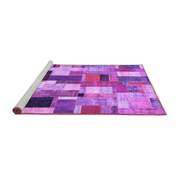 Sideview of Machine Washable Patchwork Purple Transitional Area Rugs, wshcon374pur