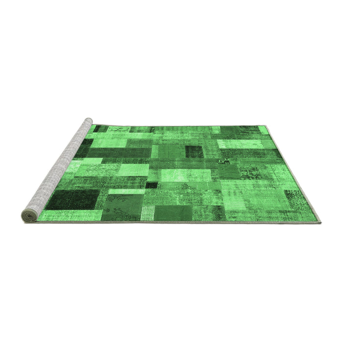 Sideview of Machine Washable Patchwork Emerald Green Transitional Area Rugs, wshcon374emgrn