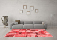 Machine Washable Patchwork Red Transitional Rug, wshcon374red