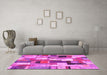 Machine Washable Patchwork Pink Transitional Rug in a Living Room, wshcon374pnk