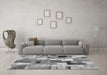 Machine Washable Patchwork Gray Transitional Rug in a Living Room,, wshcon374gry