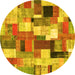 Round Patchwork Yellow Transitional Rug, con374yw