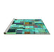 Sideview of Machine Washable Patchwork Turquoise Transitional Area Rugs, wshcon374turq