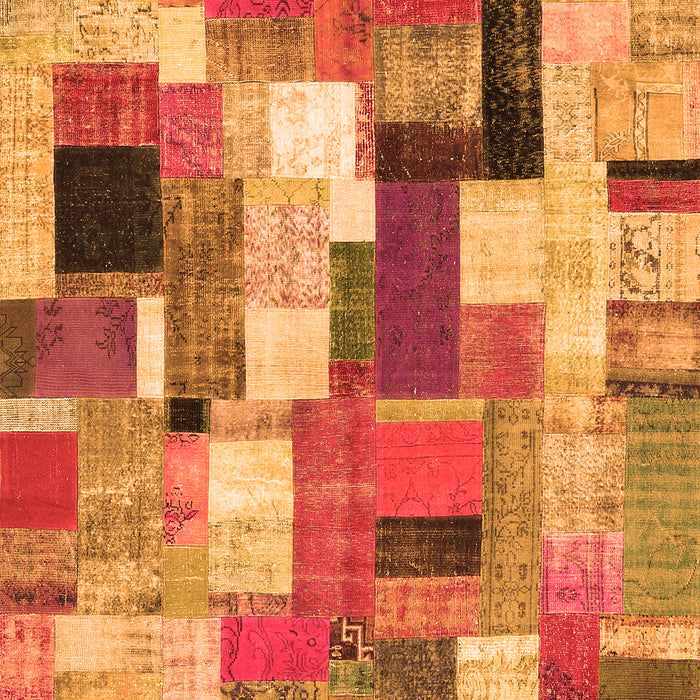 Patchwork Orange Transitional Rug, con374org