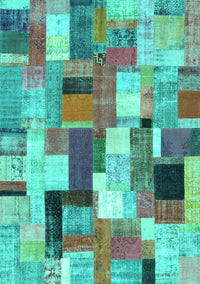 Patchwork Turquoise Transitional Rug, con374turq