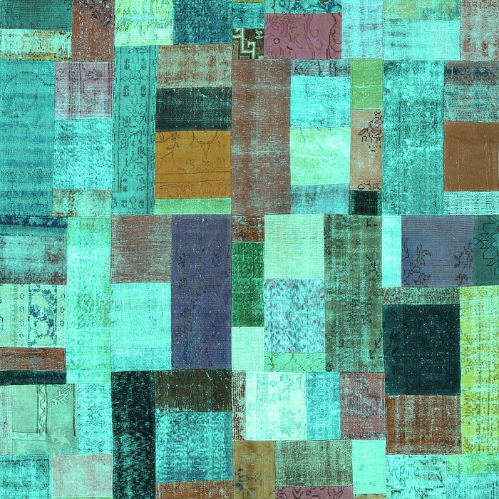 Patchwork Turquoise Transitional Rug, con374turq
