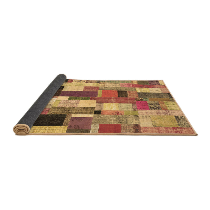Sideview of Patchwork Brown Transitional Rug, con374brn