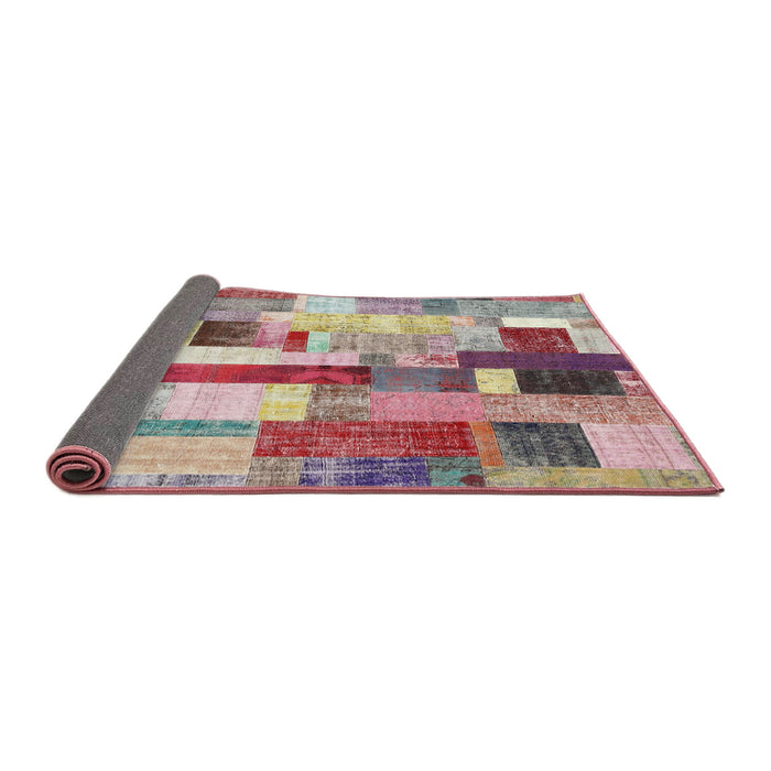 Thickness of Contemporary Cherry Red Patchwork Rug, con375