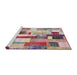 Serging Thickness of Machine Washable Contemporary Cherry Red Rug, wshcon375