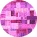 Round Patchwork Pink Transitional Rug, con375pnk