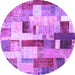 Round Patchwork Purple Transitional Rug, con375pur