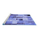 Sideview of Machine Washable Patchwork Blue Transitional Rug, wshcon375blu