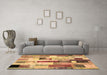 Machine Washable Patchwork Brown Transitional Rug in a Living Room,, wshcon375brn