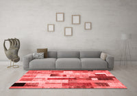 Machine Washable Patchwork Red Transitional Rug, wshcon375red