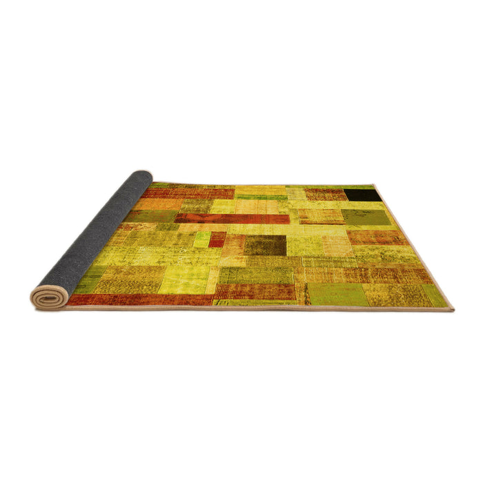 Sideview of Patchwork Yellow Transitional Rug, con375yw