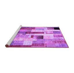 Sideview of Machine Washable Patchwork Purple Transitional Area Rugs, wshcon375pur