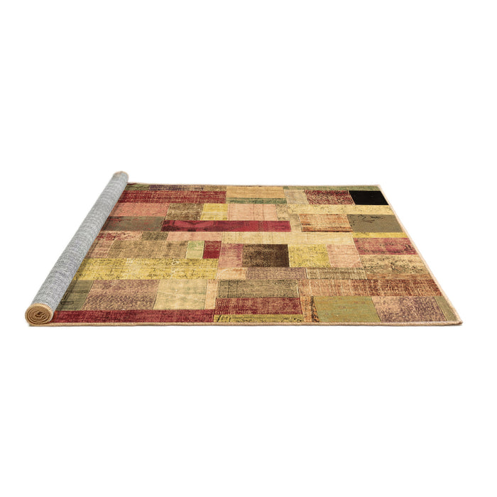 Sideview of Machine Washable Patchwork Brown Transitional Rug, wshcon375brn
