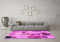 Machine Washable Patchwork Pink Transitional Rug, wshcon375pnk