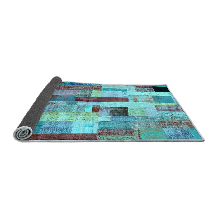 Sideview of Patchwork Light Blue Transitional Rug, con375lblu