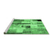 Sideview of Machine Washable Patchwork Emerald Green Transitional Area Rugs, wshcon375emgrn