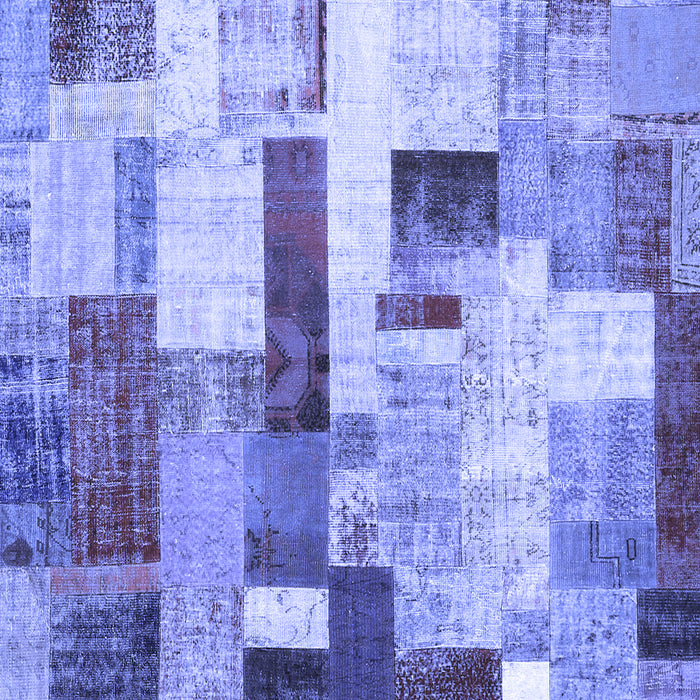 Machine Washable Patchwork Blue Transitional Rug, wshcon375blu