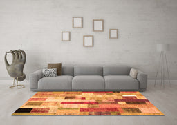 Machine Washable Patchwork Orange Transitional Area Rugs in a Living Room, wshcon375org