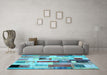 Machine Washable Patchwork Light Blue Transitional Rug in a Living Room, wshcon375lblu