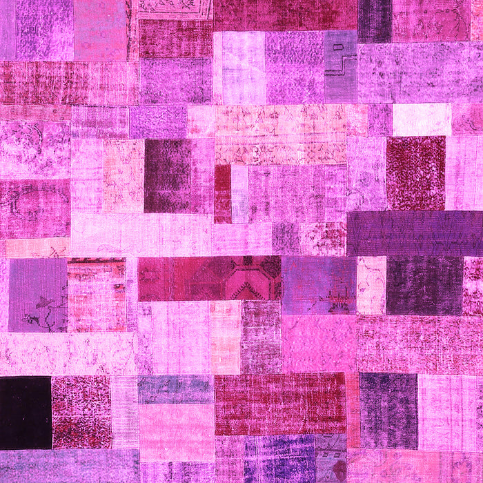 Square Machine Washable Patchwork Pink Transitional Rug, wshcon375pnk