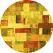 Round Patchwork Yellow Transitional Rug, con375yw