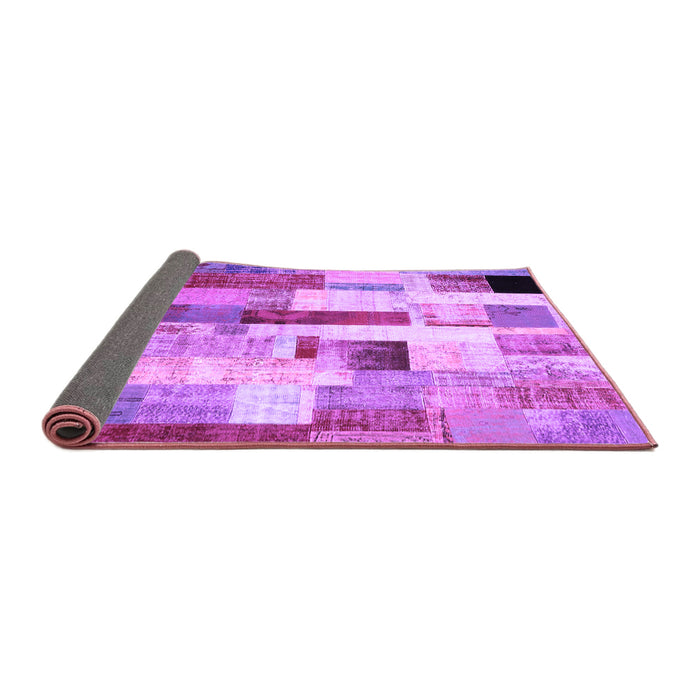 Sideview of Patchwork Purple Transitional Rug, con375pur