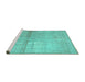 Sideview of Machine Washable Abstract Turquoise Contemporary Area Rugs, wshcon376turq