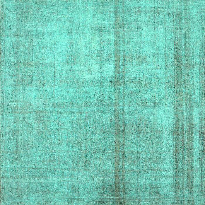 Square Abstract Turquoise Contemporary Rug, con376turq