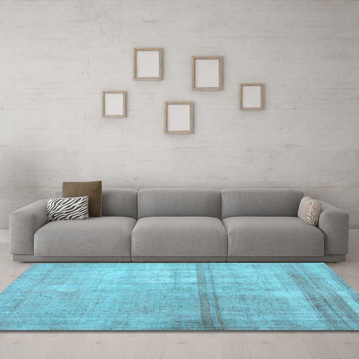 Machine Washable Abstract Light Blue Contemporary Rug in a Living Room, wshcon376lblu