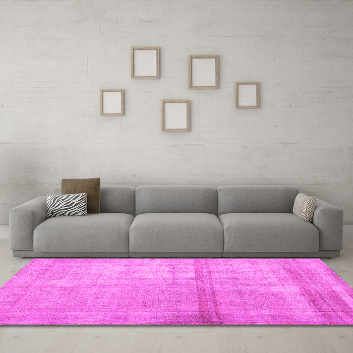 Machine Washable Abstract Pink Contemporary Rug in a Living Room, wshcon376pnk
