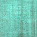 Square Machine Washable Abstract Turquoise Contemporary Area Rugs, wshcon376turq