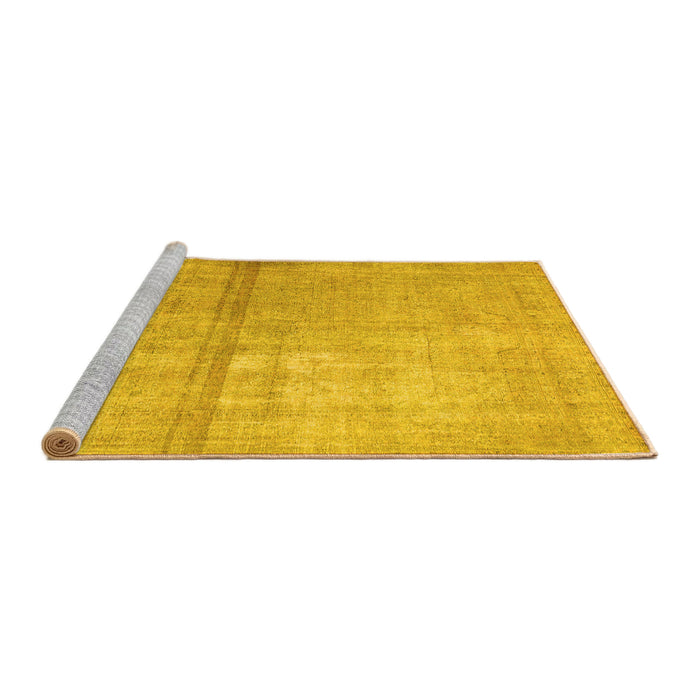 Sideview of Machine Washable Abstract Yellow Contemporary Rug, wshcon376yw